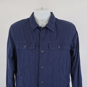 Sperry‎ Blue Button Front Collared Large Insulated Shirt Jacket Polyester Blend